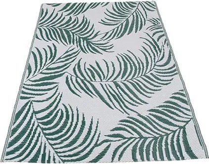 Anna's Collection buitentapijt - 118x180cm - Groen/wit - Van gerecycled materiaal