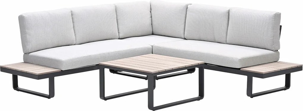 Garden Impressions Diego loungeset 4-delig - donker grijs - valley sand