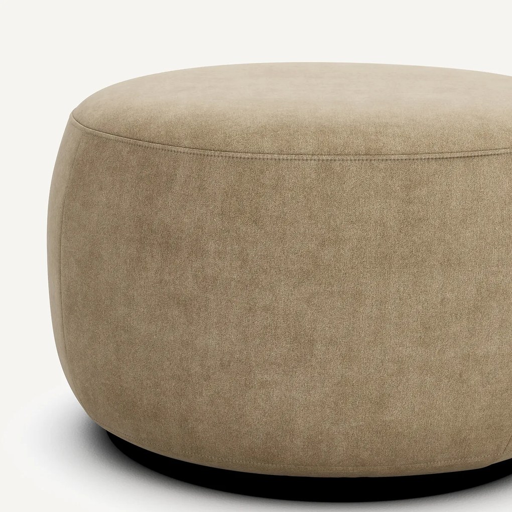 Poef in stonewashed fluweel, Rosebury design E. Gallina