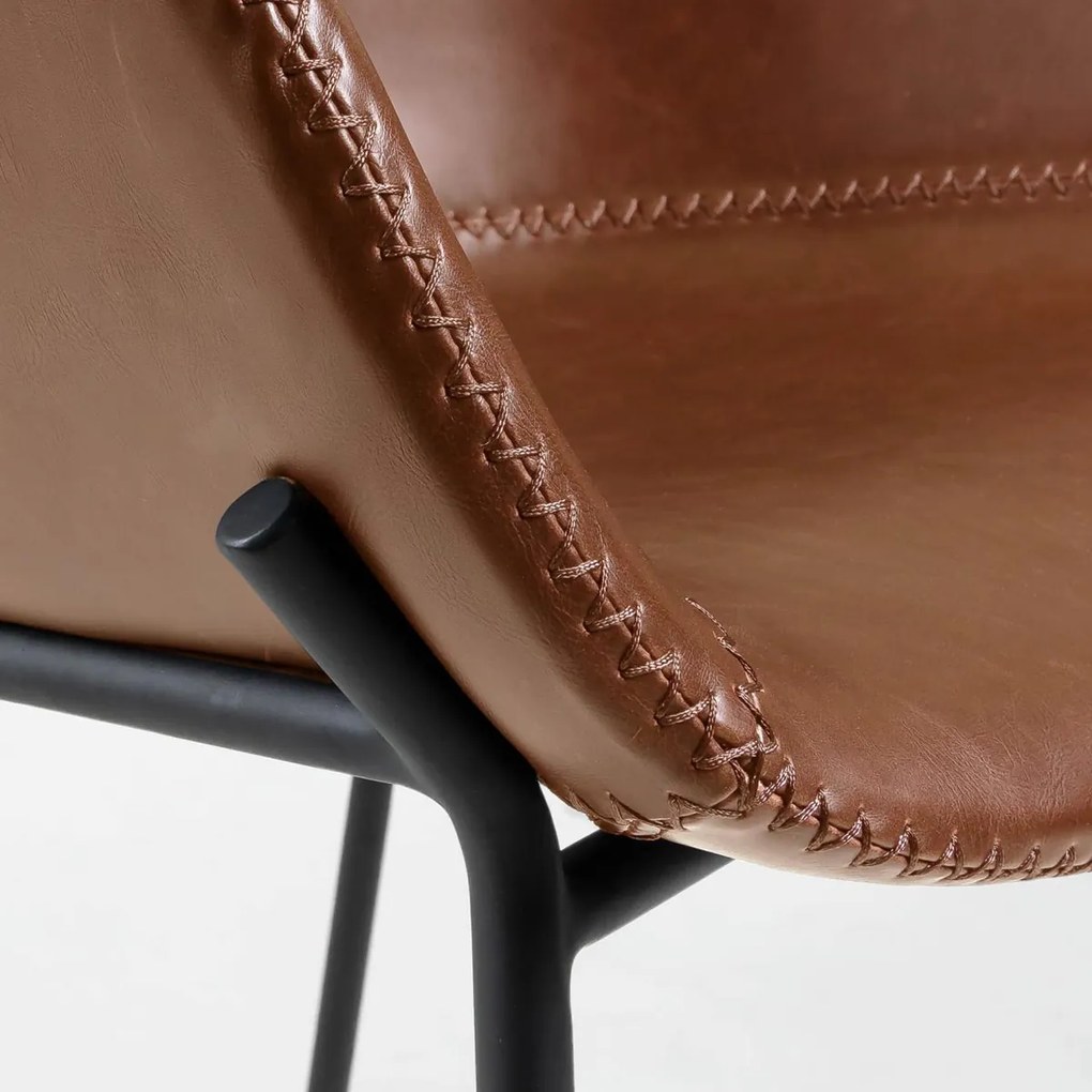 Kave Home Yvette Moderne Barkruk Bruin Leer - Laag