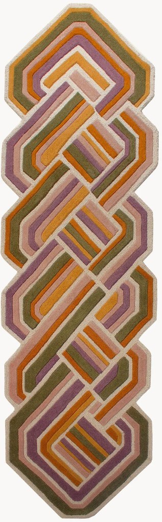Handgetufte hoog-laag wollen loper Lattice Shaped