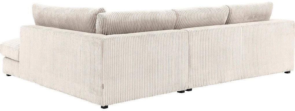 Goossens Bank Ravenia beige, stof, 3-zits, stijlvol landelijk met ligelement rechts
