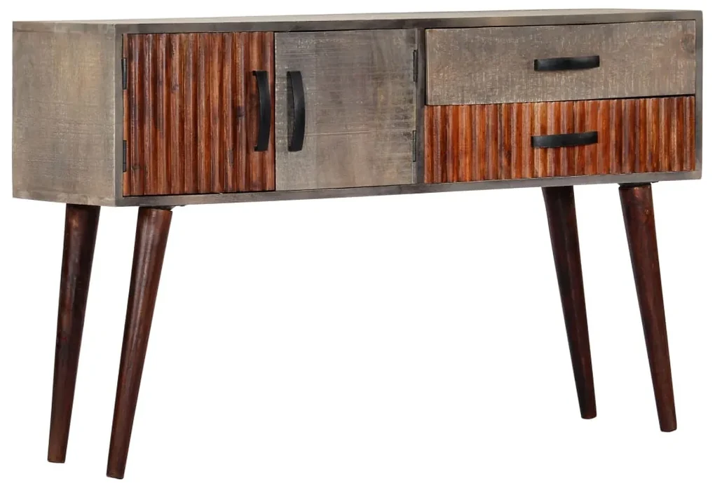vidaXL Wandtafel 120x35x75 cm massief ruw mangohout grijs