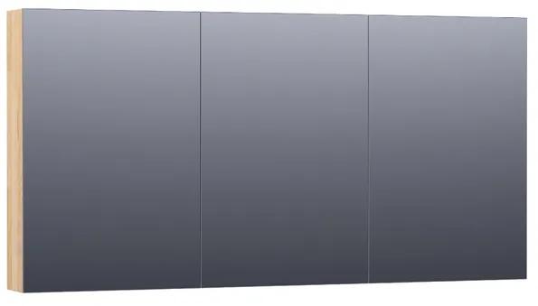 BRAUER Plain Spiegelkast - 140x70x15cm - 3 links- en rechtsdraaiende spiegeldeuren hout - grey oak SK-PL140GO
