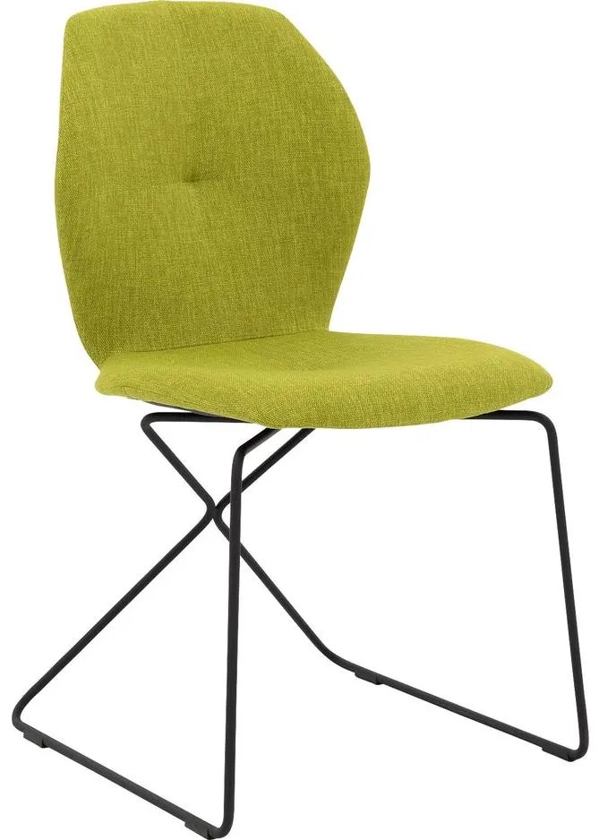 Goossens Excellent Eetkamerstoel Manzini groen stof leuning, modern design