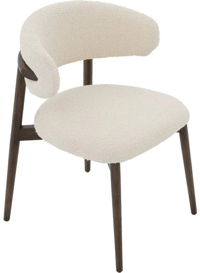 Goossens Stoel Diede met Massief Houten Frame beige stof leuning, stijlvol landelijk