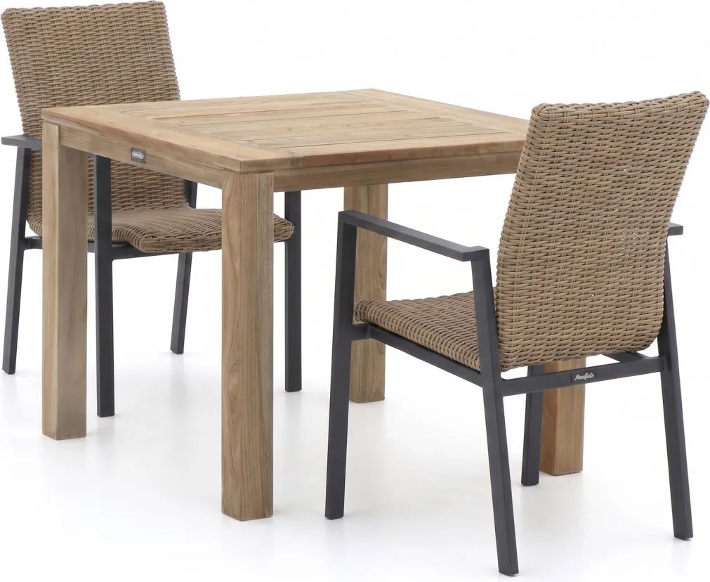 Diningset Manifesto  | 2 personen teakhout | Tuinset stapelbaar | 3-delig | Kees Smit Tuinmeubelen