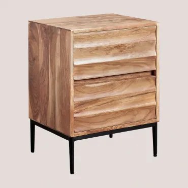 Pack Van 2 Rechthoekige Nachtkastjes Van Acaciahout Petter Acacia Bruin - Sklum