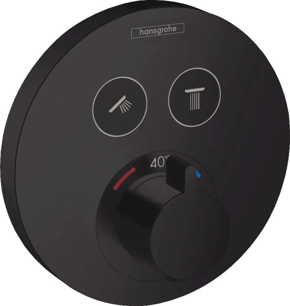 Hansgrohe Shower Select inbouw douchekraan rond met Saniclear Nero 30cm douchekop en wandarm regendouche zwart