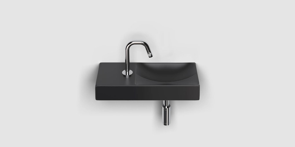 Clou Vale keramische fontein 45cm met kraangat links zwart mat