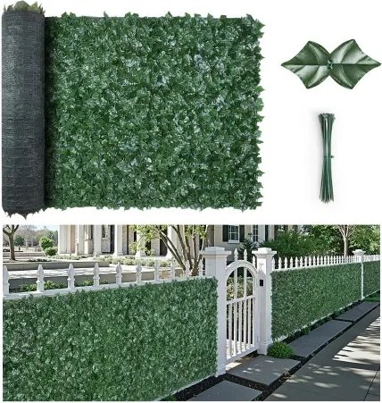 VEVOR Ivy Privacy Fence, 2440 x 1830 mm, Kunstmatig Privacy Scherm, Klimop Hek met Versterkte Verbinding, Kunsthagen met Wijnbladeren als Decoratie voor Tuin, Erf, Balkon of Terras