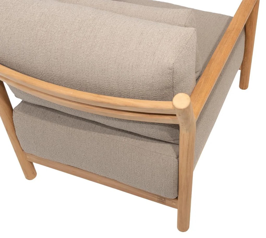 4 Seasons Outdoor Marie chaise loungeset teak met loungestoel en Finn tafels SALE Loungeset taupe weerbestendig