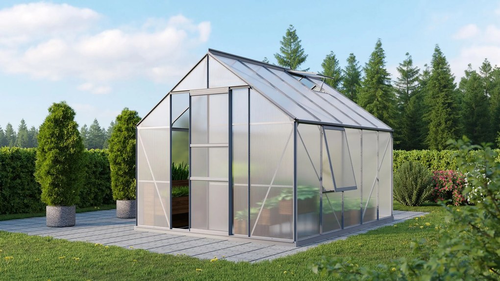 Vitavia Meridian 1 serre - 8,3m² - met 4 mm polycarbonaat - Aluminium