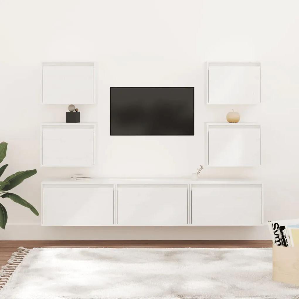 vidaXL Tv-meubelen 7 st massief grenenhout wit