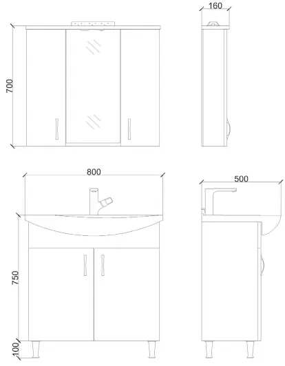SaniGoods Epoca spiegelkast met verlichting 80cm wit
