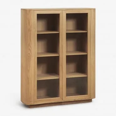 Vitrinekast Van Mdf En Gehard Glas Walia Eikenhout & ↑150 Cm - Sklum