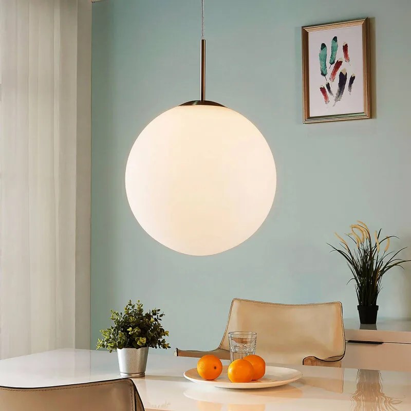 Bolvormige hanglamp Marike van wit opaalglas - lampen-24