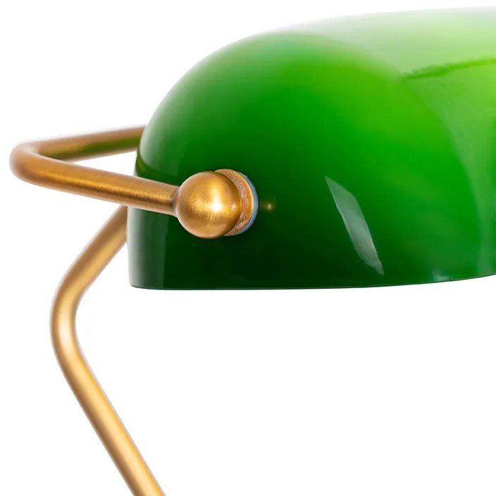 Smart notaris vloerlamp brons met groen glas incl. Wifi A60- Banker E27 Binnenverlichting Lamp