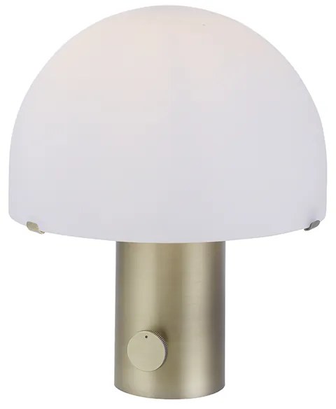 Design tafellamp messing met wit en dimmer - Gomba Retro E27 rond Binnenverlichting Lamp