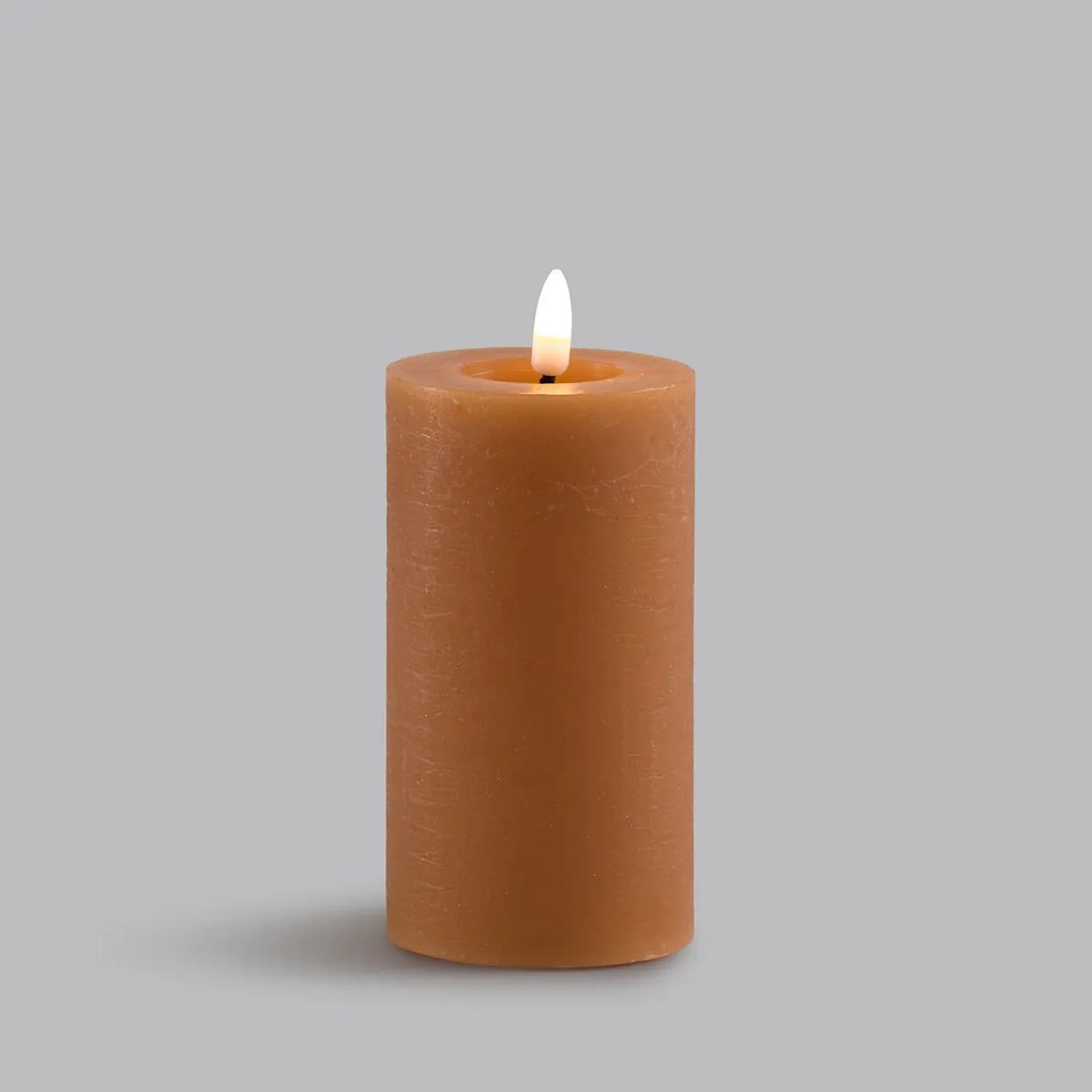 Geribbelde waskaars met LED, H15 cm, Caspar
