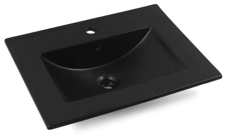 Fontana Lento wit badkamermeubel ribbelfront met zwarte wastafel 60cm 1 kraangat