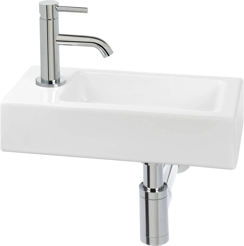 Saqu Trento fontein links 36x18cm glanzend wit