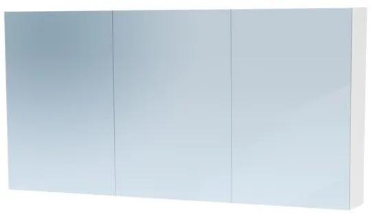 Saniclass Dual spiegelkast 140x70x15 indirecte LED verlichting 3 deuren hoogglans wit 7780