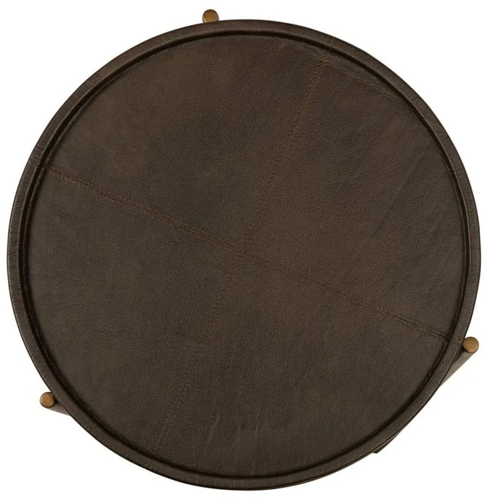 Richmond Interiors Zillon Bijzettafel Bruin Leder - 45 X 45cm.