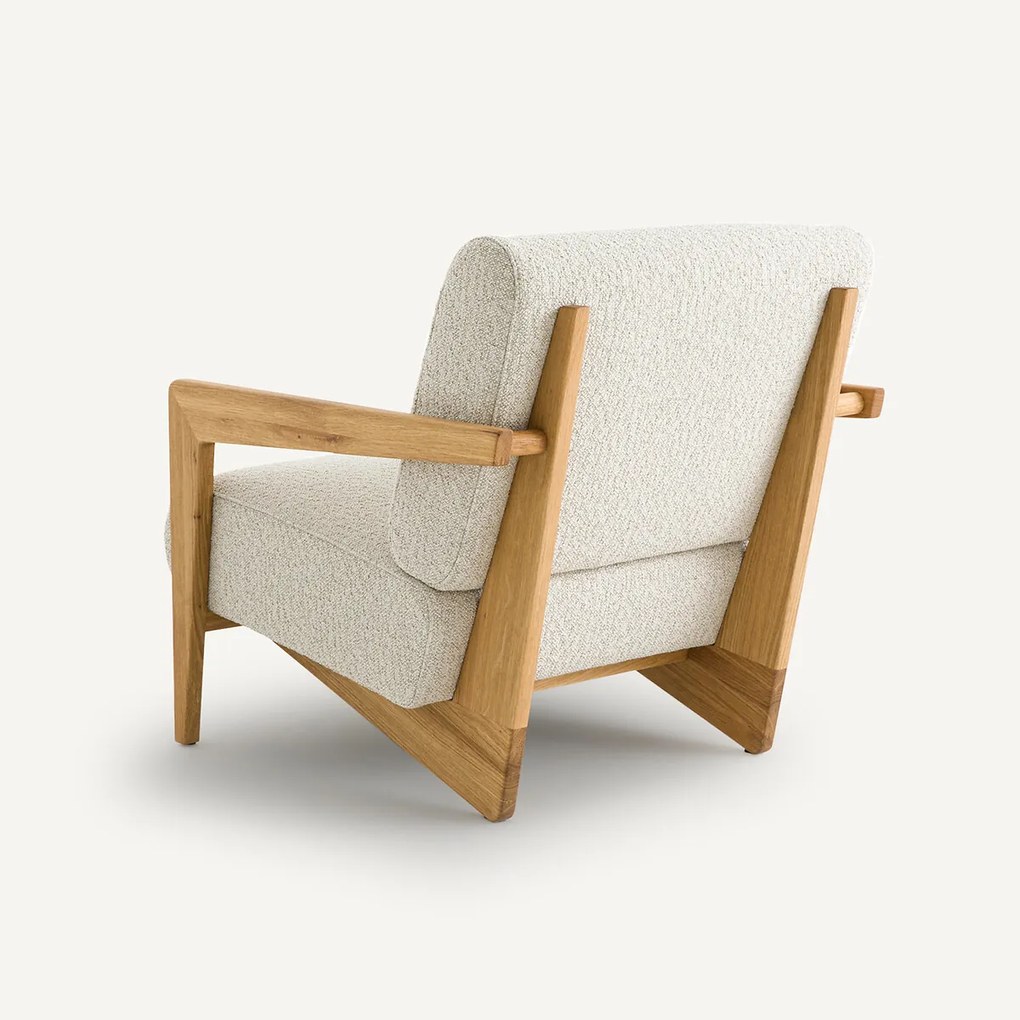 Fauteuil in massief eik en bouclette, Izag