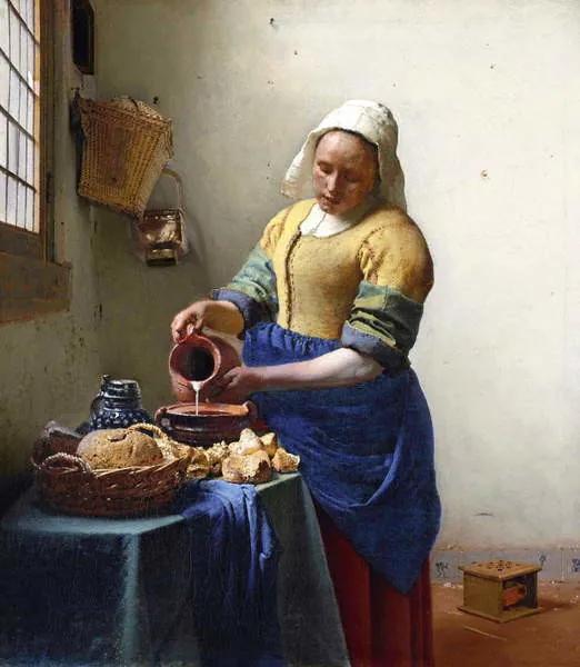 Jan (1632-75) Vermeer - Kunstdruk The Milkmaid, c.1658-60, (35 x 40 cm)