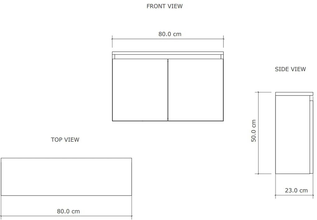 Gliss Design Echo toiletmeubel 80cm kastanje met toppaneel wit mat