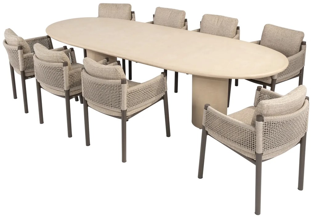 4 Seasons Outdoor Savanne tuinset met Hampton tafel 300 cm Tuinstoel bruin weerbestendig