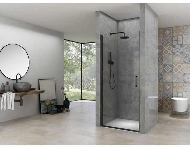 Van Rijn Products Nisdeur 6 mm helder glas, incl. glasbehandeling, zwart beslag, inclusief dichtingen, deuren zijn omkeerbaar (750-770) x 2000 mm ST02LP10075ZW