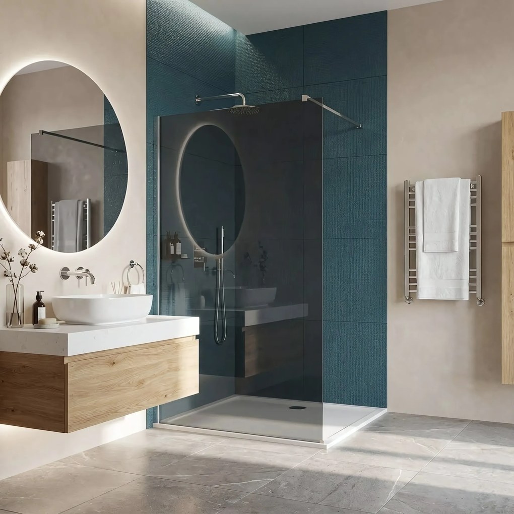 Walk-in douchewand Rea Flexi Grey / Chrome 120