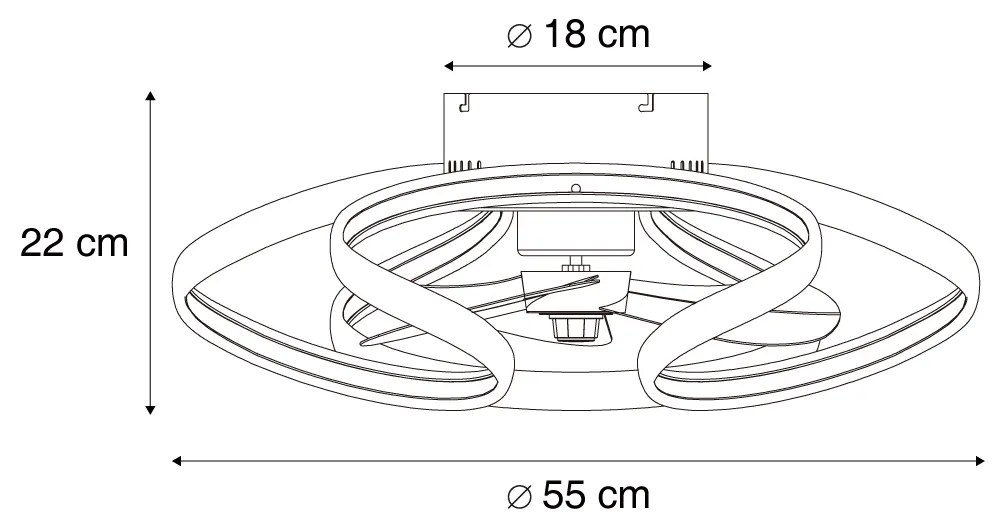 Plafondventilator met lamp messing 55cm incl. LED dimbaar met afstandsbediening - Mandy Design rond Binnenverlichting Lamp