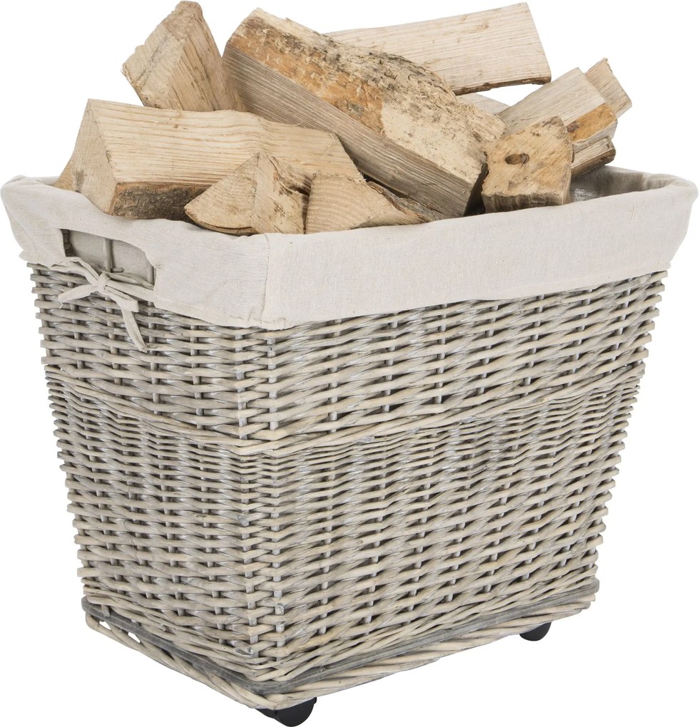 Practo Home houtblokkenmand met wieltjes - 40x52x37cm
