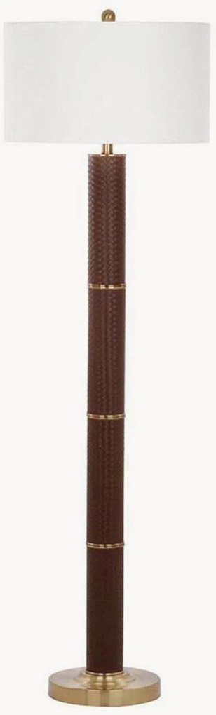 Kunstleren LED-vloerlamp Bernita met katoenen kap