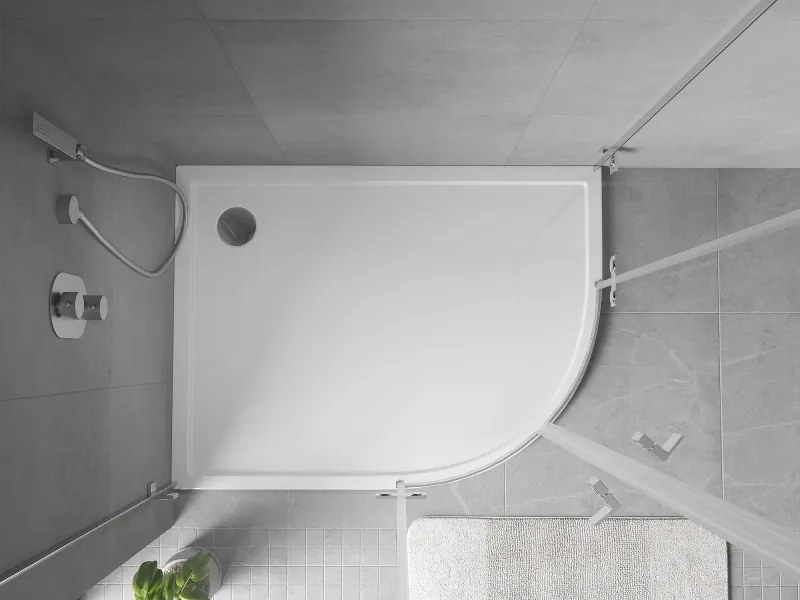 Mexen Flow kwartronde asymmetrische slanke douchebak links 90 x 80 cm, wit glans - 46Q108090L