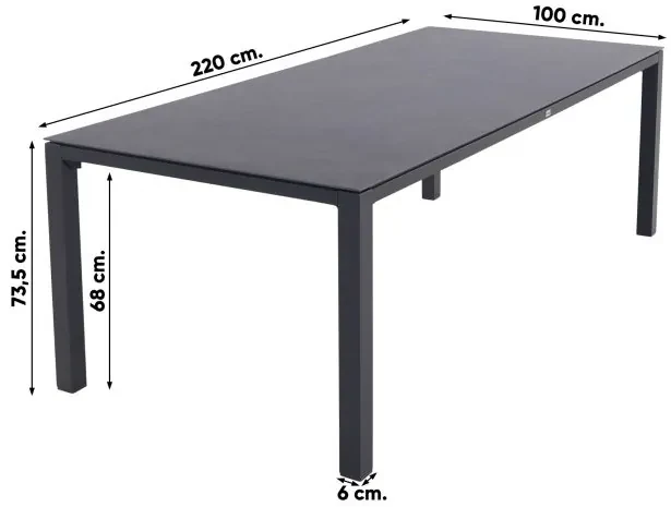 Hartman Monza alu/Chaneo verstelbare tuinset - 220x100 cm. - 7-delig