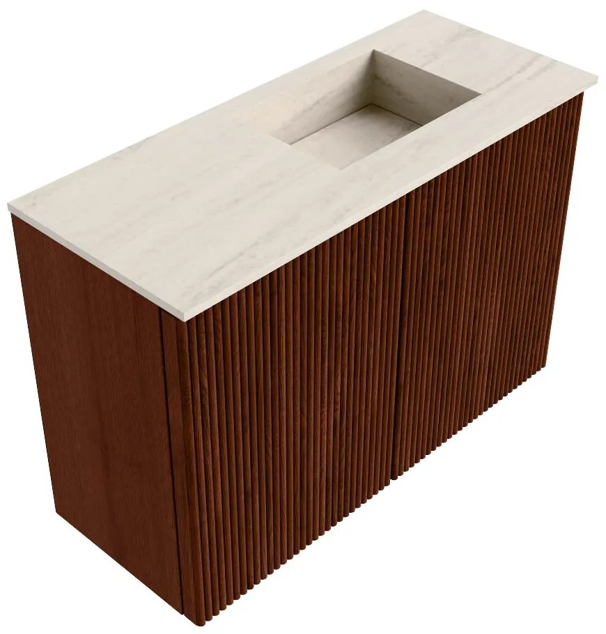 Mondiaz Joya DLux 60cm toiletmeubel ruby met wastafel faye rechts zonder kraangat meli