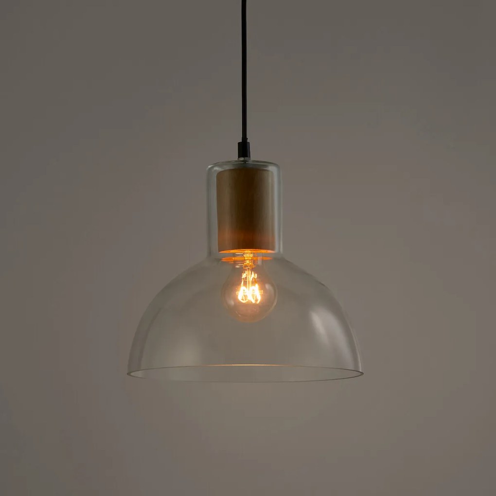 Hanglamp in glas en hout  Ø24,5 cm, Lizia