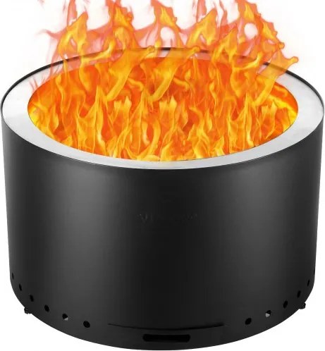 VEVOR Rookloze vuurkorf, kampvuur, H: 45 cm x diameter: 71 cm, houtkachels met uitneembare aslade, draagbare vuurkorf voor buiten, gemaakt van roestvrij staal SUS430, voor kamperen op het terras, zwart