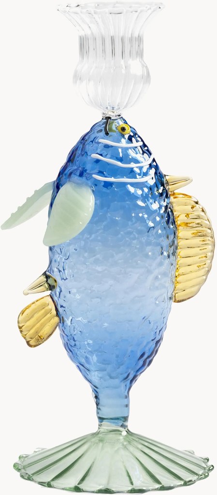 Handgemaakte kandelaar Fish van borosilicaatglas