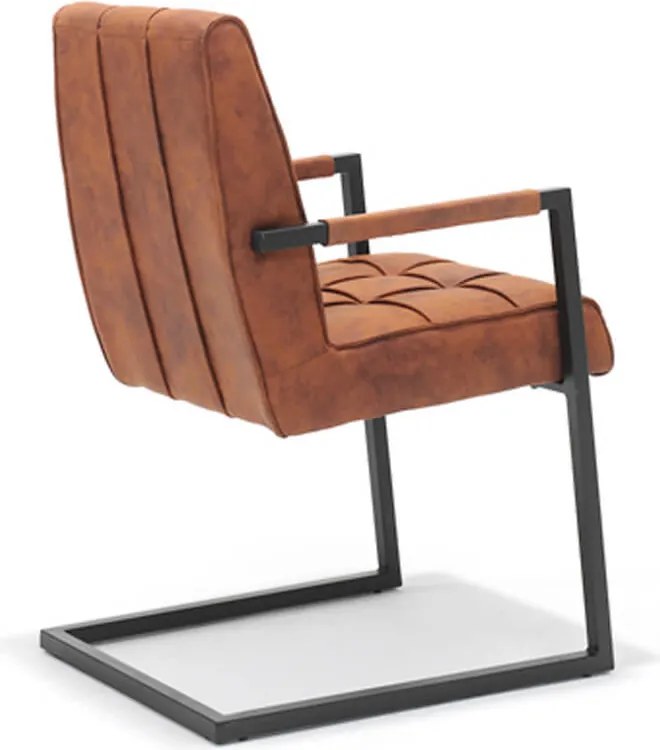 Eetkamerstoel - Jupiter - stof Cowboy retro lederlook cognac