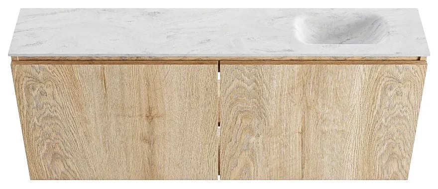 Mondiaz Ture DLux toiletmeubel 120cm washed oak met wastafel opalo rechts zonder kraangat