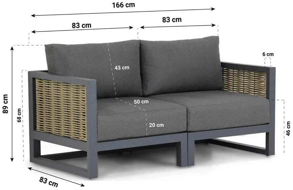 Santika Salviano lounge tuinbank 2-delig