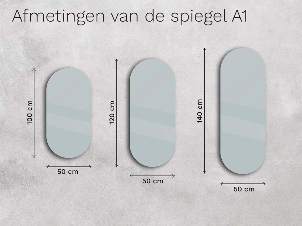 Ovale badkamerspiegel met LED verlichting A1