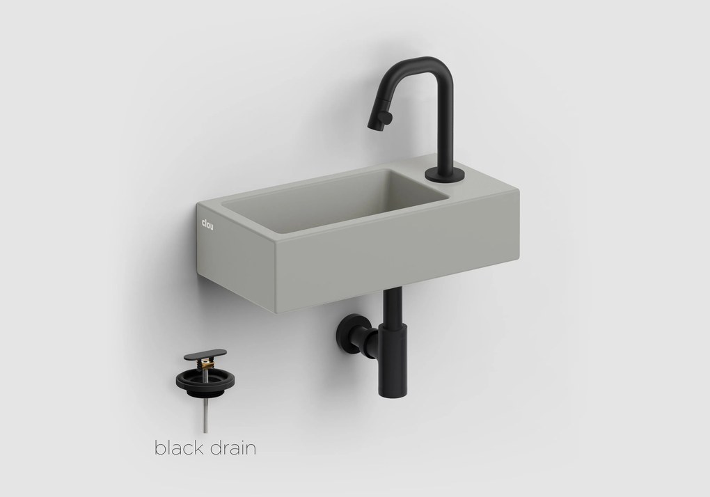 Clou Flush 3 keramische fontein grijs mat met Kaldur toiletkraan zwart mat