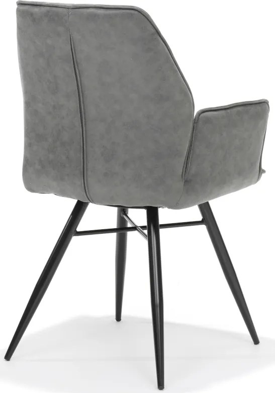 Eetkamerstoel - Clark - lederlook Soft steel