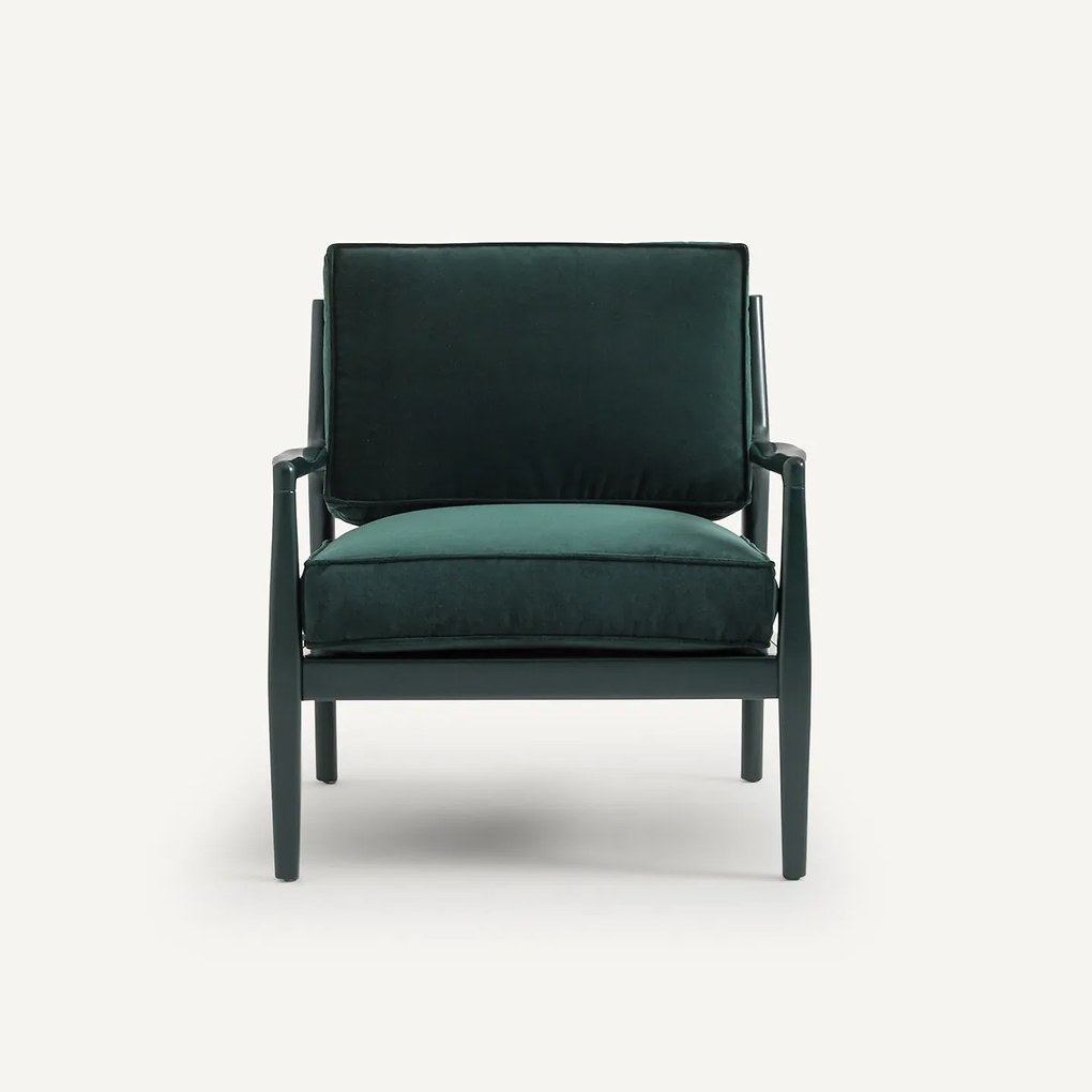 Fluwelen fauteuil met gelakt frame, Dilma
